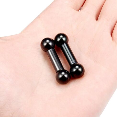 Ftovosyo PA Rings Internally Threaded Straight Barbell Nipple Ring 2G 4G 6G 8G Earrings Gauges Ear Ring Tongue Rings 316L Surgical Steel Body Piercing Jewelry for Women Men 1Pair, Color Black in Kuwait