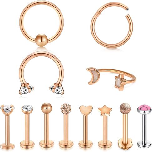 Briana Williams Tragus Piercing Jewelry Tragus Earrings for Women Horseshoe Tragus Cartilage Earring Hoop Flat Back Earrings Studs Lip Rings Labret Monroe Lip Piercing Jewelry in Kuwait