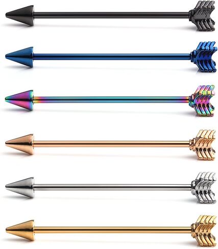 Ruifan 14 Gauge Arrow Industrial Barbell Cartilage Earring Body Piercing Jewelry 1 1/2 Inch(38mm) in Kuwait