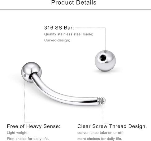 Lcolyoli 12 Pcs 16G Surgical Steel Eyebrow Piercing Rings Clear Diamond CZ Curved Barbell Rook Daith Piercing Retainer Body Jewelry for Women Men in Saudi Arabia
