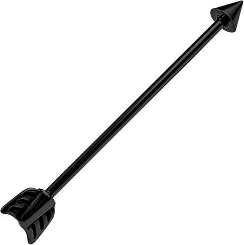 bodyjewellery 14g 1 1/2 (38mm) Industrial Barbell Earrings Arrow Cartilage Ear Bar Black Anodized Surgical Steel Gauge Spike Pick Color in Saudi Arabia