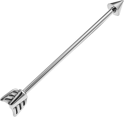 bodyjewellery 14g 1 1/2 (38mm) Industrial Barbell Earrings Arrow Cartilage Ear Bar Black Anodized Surgical Steel Gauge Spike Pick Color in Saudi Arabia