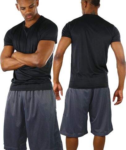 ToBeInStyle Men's Single or Pack of 3 Short Sleeve Crew Neck Athletic T-Shirts in Kuwait
