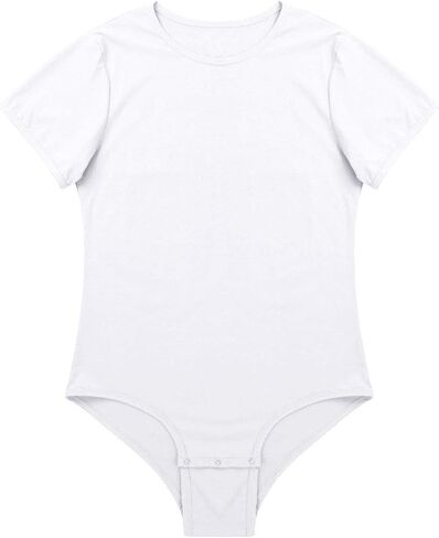 QinCiao Men's Short Sleeve Leotard Undershirt Press Crotch Shirt Bodysuit Romper Pajamas in Kuwait