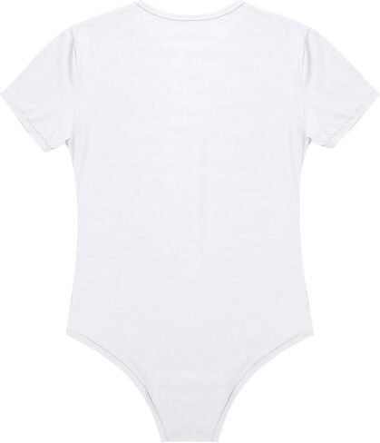 QinCiao Men's Short Sleeve Leotard Undershirt Press Crotch Shirt Bodysuit Romper Pajamas in Kuwait