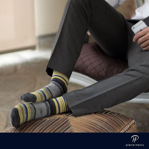 Pierre Henry Over the Calf Socks for Men (9 pairs) | Cotton Over the Calf Dress Socks | Long Socks Stays up in Saudi Arabia