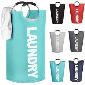 Mziart Foldable Waterproof Laundry Hamper, 82L Capacity, 15" x 15" x 28", Beige in Kuwait