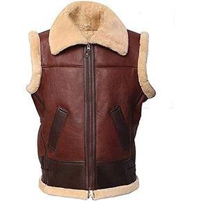 Brown Real Fur Vest Rael Shearling Vest Genuine Lambskin Leather Vest in Saudi Arabia