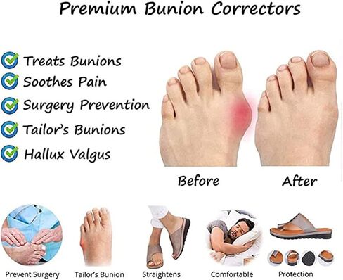 Yytcsjz Men's Bunion Corrector Sandals, Men's Flat Sandals Slippers,for Flat Feet and Plantar Fasciitis Orthopedic Toe Post Summer Beach Travel Shoes (Color : Black, Size : 9) in Saudi Arabia