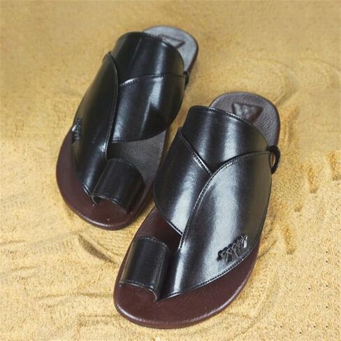 Yytcsjz Men's Bunion Corrector Sandals, Men's Flat Sandals Slippers,for Flat Feet and Plantar Fasciitis Orthopedic Toe Post Summer Beach Travel Shoes (Color : Black, Size : 9) in Saudi Arabia