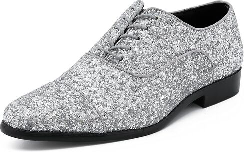 Amali Barnes Mens Dress Shoes Sparkly Glitter Encrusted Tuxedo Slip on Loafers for Men - The Original Smoking Men Dress Shoes Runs Large - GO 1/2 Size Down in Kuwait