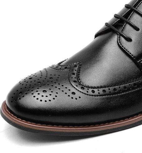Kararao Men's Oxford Shoes Classic Dress Shoes Casual Business Formal Shoes No Slip Lace up Leather Shoes Square Toe Lightweight Breathable in Saudi Arabia