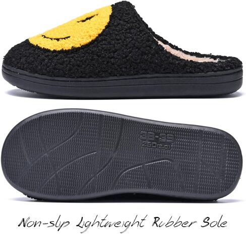 Women's Men's Retro Preppy Happy Face Slippers Comfy Warm Plush Slip-On House Slipper for Winter Indoor Soft Cushion Non-slip Fluffy Slides Slippers in Kuwait