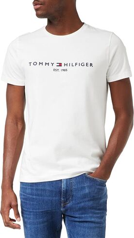 Tommy Hilfiger Men's Logo T-Shirt, White in Saudi Arabia