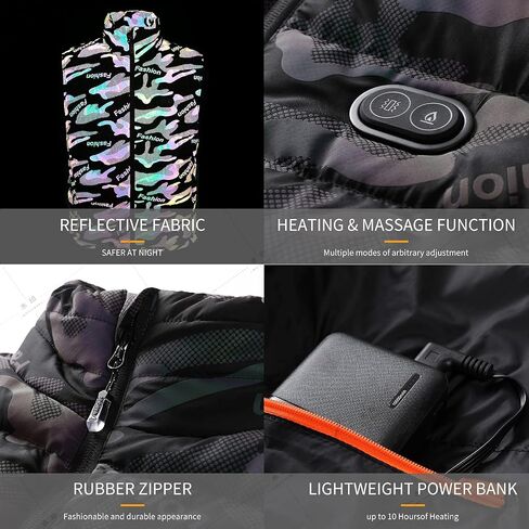 JXTOO Electric thermal Vest with Massage Function for Winter Camo Heated jacket for Men Women with USB Battery Pack in Saudi Arabia