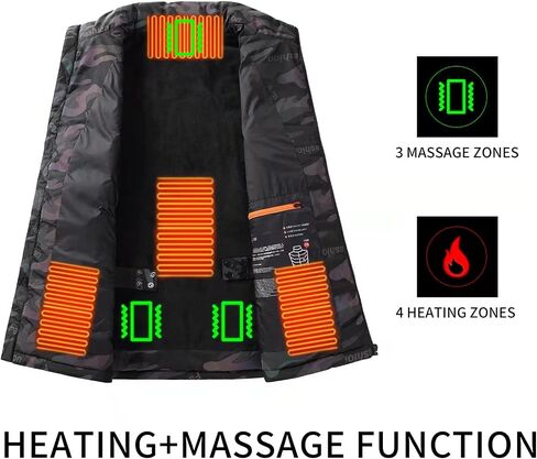JXTOO Electric thermal Vest with Massage Function for Winter Camo Heated jacket for Men Women with USB Battery Pack in Saudi Arabia