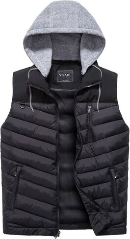 VtuAOL Men's Puffer Vest Outdoor Hooded Padded Vest Softshell Thick Outerwear Vest for Travel Hiking in Saudi Arabia