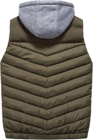 VtuAOL Men's Puffer Vest Outdoor Hooded Padded Vest Softshell Thick Outerwear Vest for Travel Hiking in Saudi Arabia