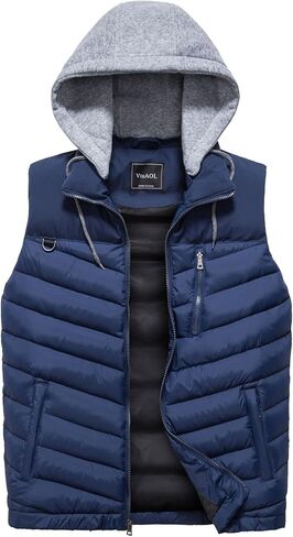 VtuAOL Men's Puffer Vest Outdoor Hooded Padded Vest Softshell Thick Outerwear Vest for Travel Hiking in Saudi Arabia