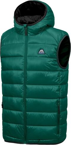 Mapamyumco Men’s Lightweight Puffer Vest with Hood, Water-Resistant Sleeveless Jacket for Hiking Ski in Kuwait