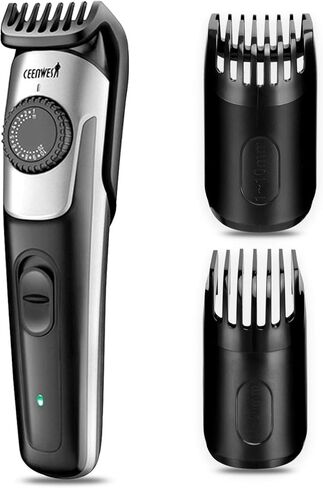 Ceenwes ماكينة تشذيب اللحية وتشذيب اللحية للرجال ماكينة قص الشعر 2 أمشاط فرشاة تنظيف محول الطاقة إعدادات طول الزجاجة مع قرص دقيق شحن USB in Kuwait