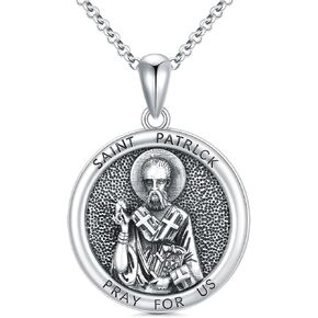 PELOVNY Faith Necklace for Women Saint Anthony Michael Benedict Jude Patrick Virgin Mary for Men Women S925 Sterling Silver Religious Faith Medal with Prayer Pendant for Men Adult Boyfriend Husband in Saudi Arabia
