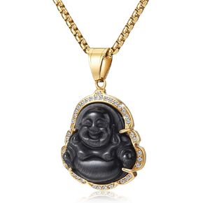 WESTMIAJW Lucky Laughing Buddha Pendant Chain Necklaces Amulet Jewelry for Men Women Boys 60cm in Saudi Arabia