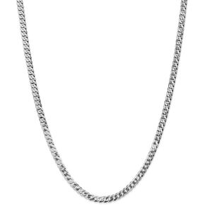 Solid 14k White Gold 4.75mm Beveled Curb Cuban Chain Necklace - with Secure Lobster Lock Clasp in Kuwait
