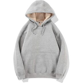 Flygo Men's Winter Warm Sherpa Lined Crewneck Sweatshirt Fleece Pullover Tops