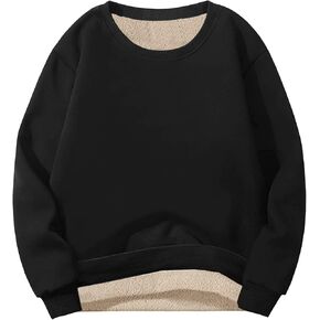 KEFITEVD Men's Crewneck Sweatshirt Warm Sherpa Lined Sweatshirts Heavyweight Long Sleeve Cotton Shirts Winter Fleece Pullover