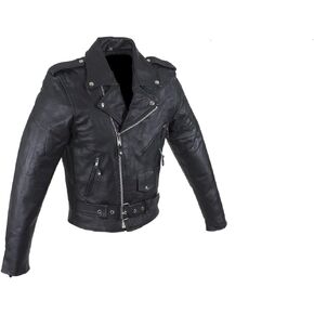 Excelsior Men's Classic Belt Style Full Sleeves Soft Leather Vest Motorcycle Biker Jacket For Men in Kuwait