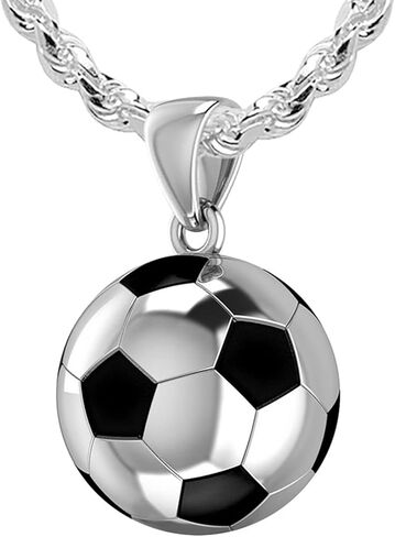 US Jewels Men's 925 Sterling Silver 18.5mm 3D Large Soccer Ball Football Pendant Necklace, 22in to 26in in Saudi Arabia