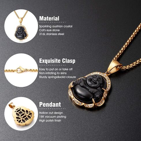 WESTMIAJW Lucky Laughing Buddha Pendant Chain Necklaces Amulet Jewelry for Men Women Boys 60cm in Kuwait