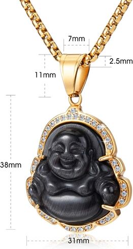 WESTMIAJW Lucky Laughing Buddha Pendant Chain Necklaces Amulet Jewelry for Men Women Boys 60cm in Kuwait