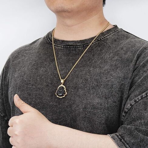 WESTMIAJW Lucky Laughing Buddha Pendant Chain Necklaces Amulet Jewelry for Men Women Boys 60cm in Kuwait
