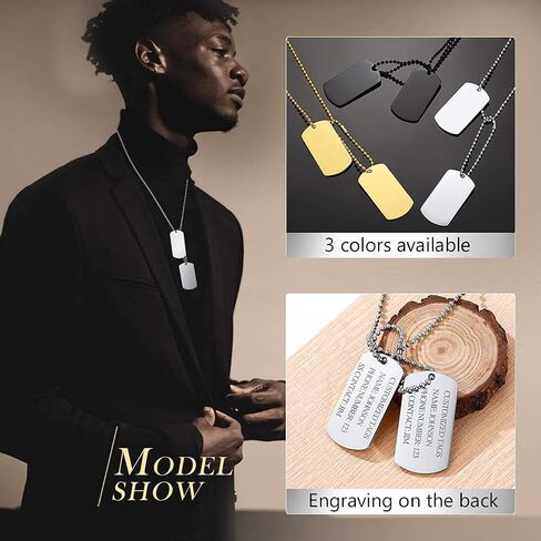 FindChic Dog Tags Personalized Necklace for Men with Silencer Custom Text Engraved/Print Photo Military US Army ID Tag/Saint Michael Guardian Pendant Stainless Steel Jewelry Gift, with Jewelry Box in Kuwait