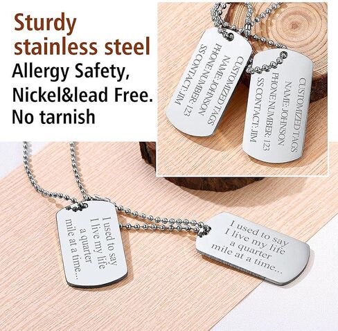 FindChic Dog Tags Personalized Necklace for Men with Silencer Custom Text Engraved/Print Photo Military US Army ID Tag/Saint Michael Guardian Pendant Stainless Steel Jewelry Gift, with Jewelry Box in Kuwait
