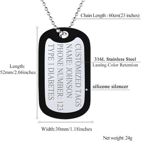 FindChic Dog Tags Personalized Necklace for Men with Silencer Custom Text Engraved/Print Photo Military US Army ID Tag/Saint Michael Guardian Pendant Stainless Steel Jewelry Gift, with Jewelry Box in Kuwait