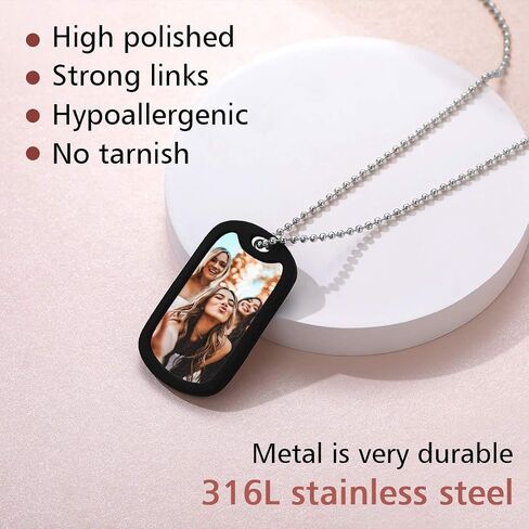 FindChic Dog Tags Personalized Necklace for Men with Silencer Custom Text Engraved/Print Photo Military US Army ID Tag/Saint Michael Guardian Pendant Stainless Steel Jewelry Gift, with Jewelry Box in Kuwait