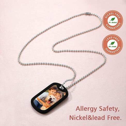 FindChic Dog Tags Personalized Necklace for Men with Silencer Custom Text Engraved/Print Photo Military US Army ID Tag/Saint Michael Guardian Pendant Stainless Steel Jewelry Gift, with Jewelry Box in Kuwait