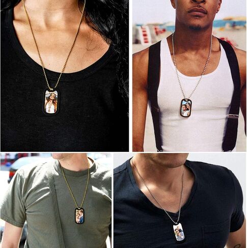 FindChic Dog Tags Personalized Necklace for Men with Silencer Custom Text Engraved/Print Photo Military US Army ID Tag/Saint Michael Guardian Pendant Stainless Steel Jewelry Gift, with Jewelry Box in Kuwait