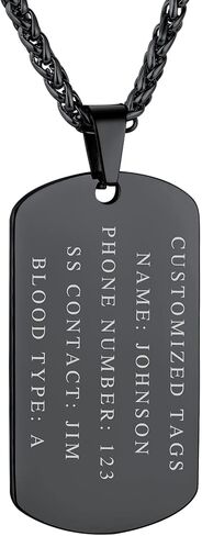 FindChic Dog Tags Personalized Necklace for Men with Silencer Custom Text Engraved/Print Photo Military US Army ID Tag/Saint Michael Guardian Pendant Stainless Steel Jewelry Gift, with Jewelry Box in Kuwait