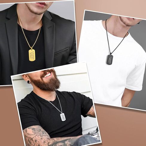 FindChic Dog Tags Personalized Necklace for Men with Silencer Custom Text Engraved/Print Photo Military US Army ID Tag/Saint Michael Guardian Pendant Stainless Steel Jewelry Gift, with Jewelry Box in Kuwait