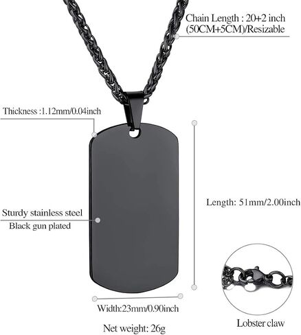 FindChic Dog Tags Personalized Necklace for Men with Silencer Custom Text Engraved/Print Photo Military US Army ID Tag/Saint Michael Guardian Pendant Stainless Steel Jewelry Gift, with Jewelry Box in Kuwait