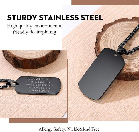 FindChic Dog Tags Personalized Necklace for Men with Silencer Custom Text Engraved/Print Photo Military US Army ID Tag/Saint Michael Guardian Pendant Stainless Steel Jewelry Gift, with Jewelry Box in Kuwait