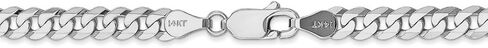 Solid 14k White Gold 4.75mm Beveled Curb Cuban Chain Necklace - with Secure Lobster Lock Clasp in Kuwait