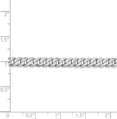 Solid 14k White Gold 4.75mm Beveled Curb Cuban Chain Necklace - with Secure Lobster Lock Clasp in Kuwait