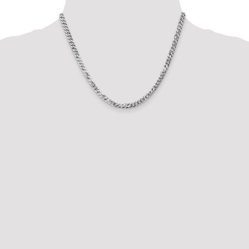 Solid 14k White Gold 4.75mm Beveled Curb Cuban Chain Necklace - with Secure Lobster Lock Clasp in Kuwait