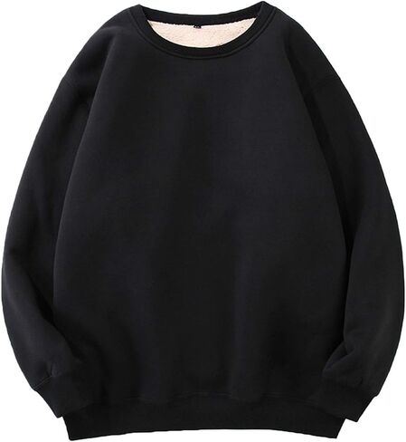Flygo Men's Winter Warm Sherpa Lined Crewneck Sweatshirt Fleece Pullover Tops in Saudi Arabia