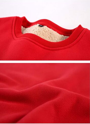 Flygo Men's Winter Warm Sherpa Lined Crewneck Sweatshirt Fleece Pullover Tops in Saudi Arabia